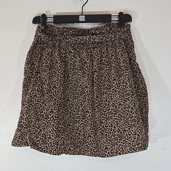 American Eagle Leopard Print Black & Brown Paper Bag Waist Mini Skirt Large - Picture 5 of 9